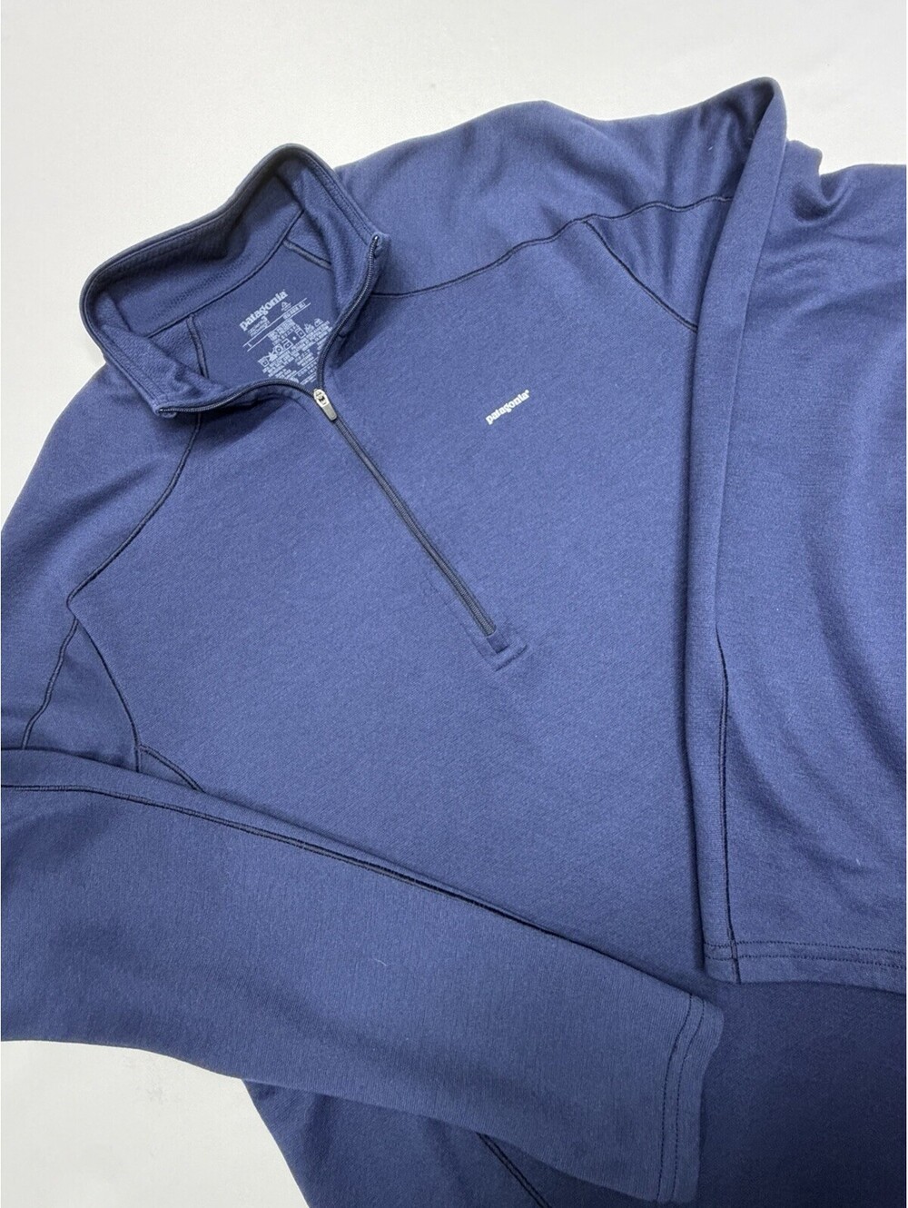 Patagonia Pullover Mens L Blue Capilene 3 Midweight 1/4 Zip Mock Neck Athletic
